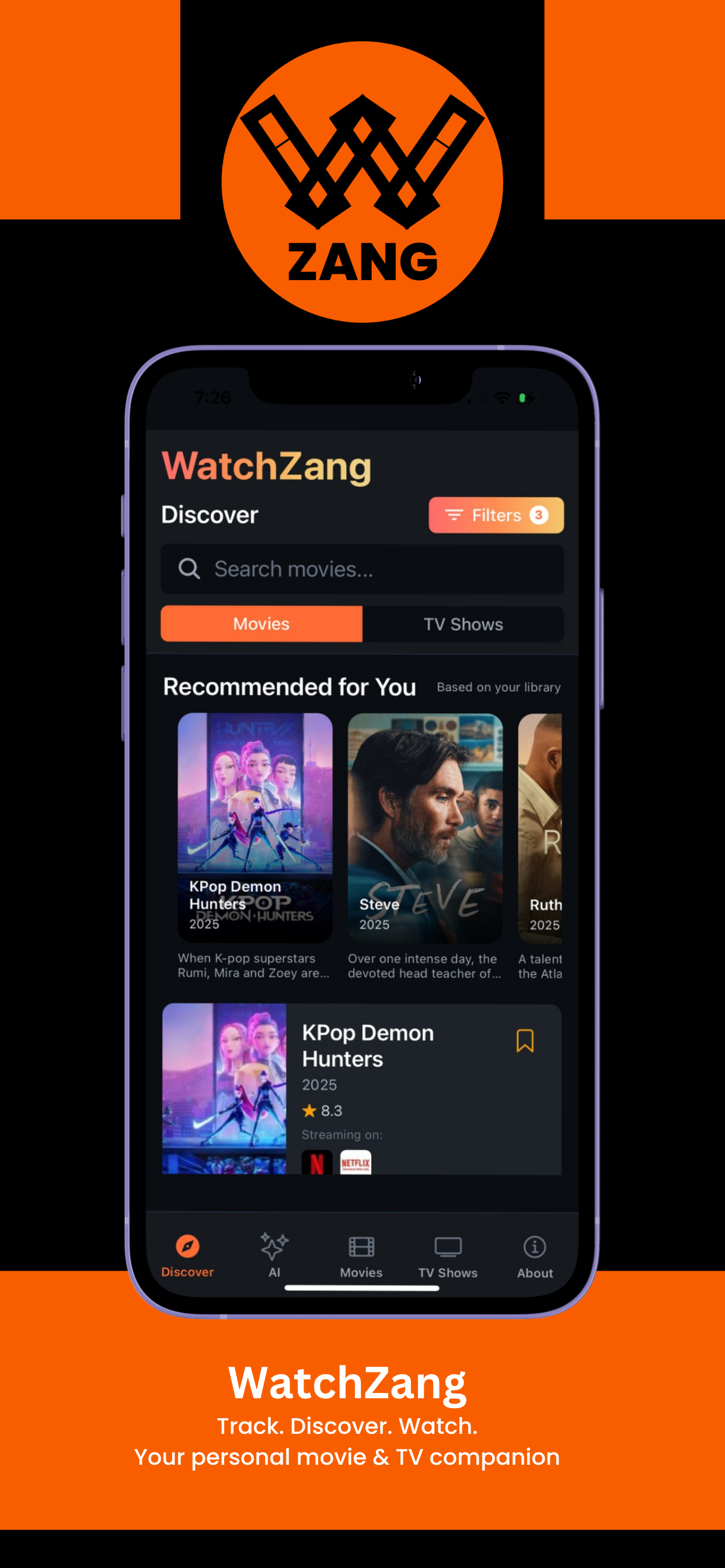 WatchZang Discover Screen